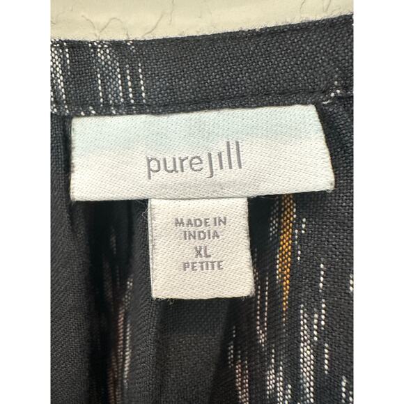 J.JILL | Pure Jill Petite Black Ikat Print Peasant Blouse Cotton Blend | XL - Picture 6 of 8